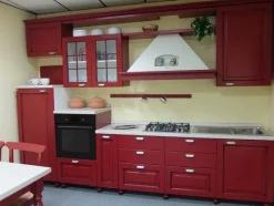 Cucina Bindi cucine country lineare rossa in legno Melarancia
