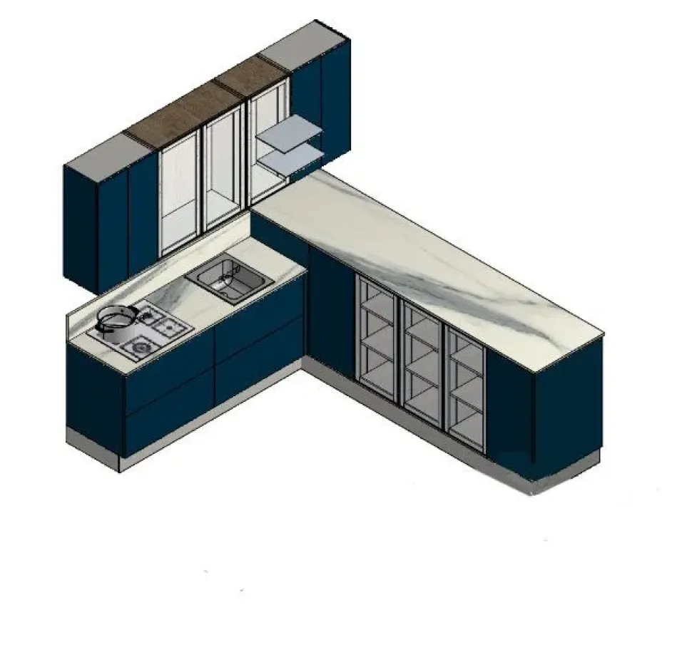 Cucina blu moderna ad angolo Collezione esclusiva Moderna outlet a soli 4000€