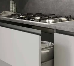 Cucina Collezione esclusiva design ad angolo magnolia in laminato materico Milano