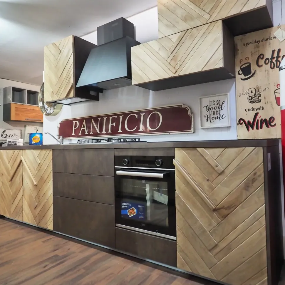 Cucina Collezione esclusiva moderna lineare rovere chiaro in legno Cucinja moderna rennes in legno e bronzo