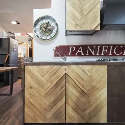 Cucina Collezione esclusiva moderna lineare rovere chiaro in legno Cucinja moderna rennes in legno e bronzo