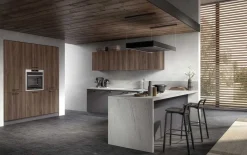 Cucina Collezione esclusiva moderna con penisola rovere moro in melaminico Joy 3