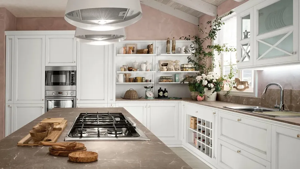 Cucina Colombini casa country lineare bianca in laccato opaco Sinfonia