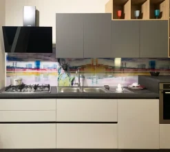 Cucina Colombini casa moderna lineare grigia in laminato opaco Quadra gola
