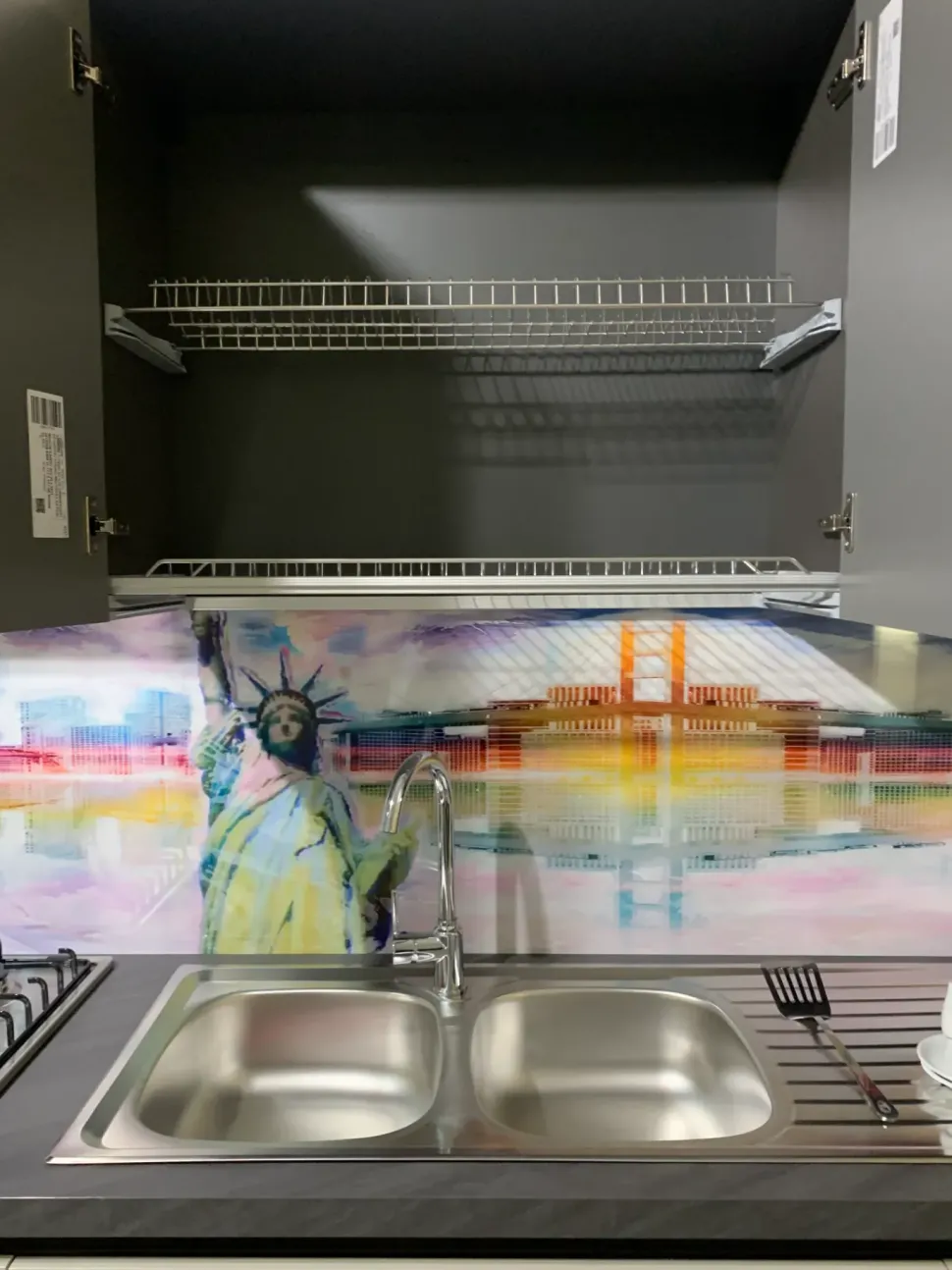 Cucina Colombini casa moderna lineare grigia in laminato opaco Quadra gola