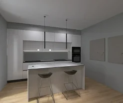 Cucina con isola in hpl bianca Cucinamarmi a prezzo ribassato