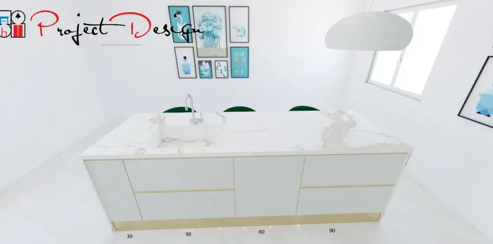 Cucina con isola in hpl bianca Kali a prezzo scontato