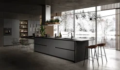 Cucina con isola in laminato opaco grigia Anta 1 a prezzo ribassato