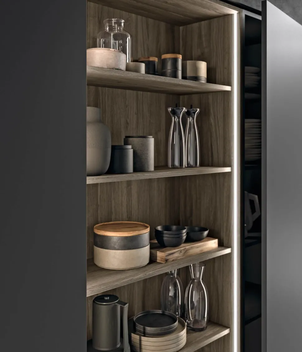 Cucina con isola in laminato opaco grigia Anta 1 a prezzo ribassato