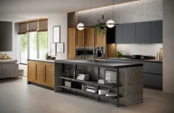 Cucina con isola in laminato materico altri colori Asia 05 a prezzo ribassato