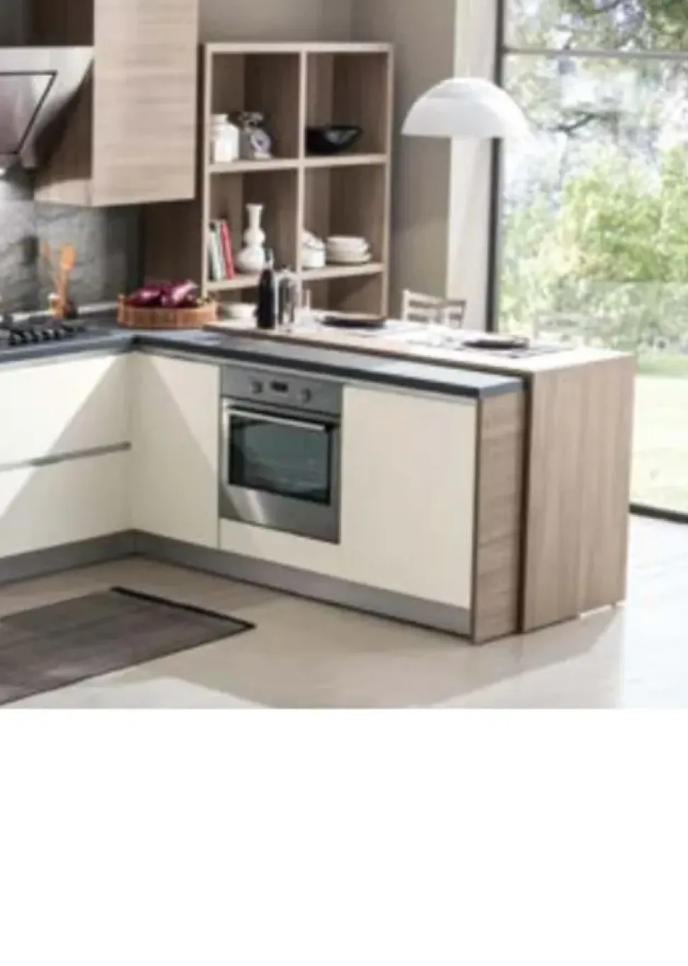Cucina con penisola in laminato materico altri colori Hansel a prezzo scontato