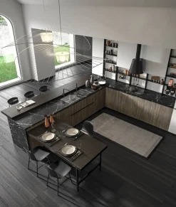 Cucina con penisola in laminato materico a prezzo ribassato 35%