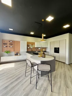 Cucina con penisola in laminato materico tortora Cucina febal casa a prezzo ribassato