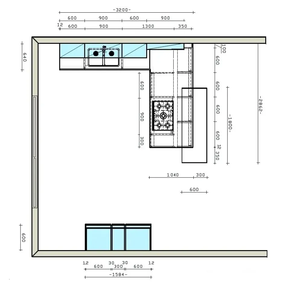 Cucina con penisola in laccata opaco a prezzo scontato 60%