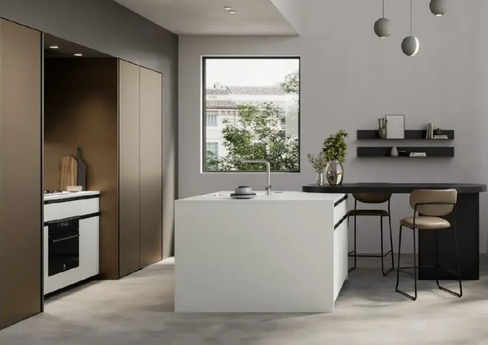 Cucina con penisola in laminato opaco a prezzo scontato 30%
