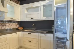 Cucina con penisola in legno bianca Cc02 a prezzo scontato