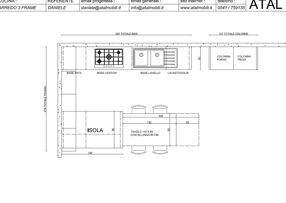 Cucina con penisola moderna bianca Arredo3 Frame a soli 8400 Euro