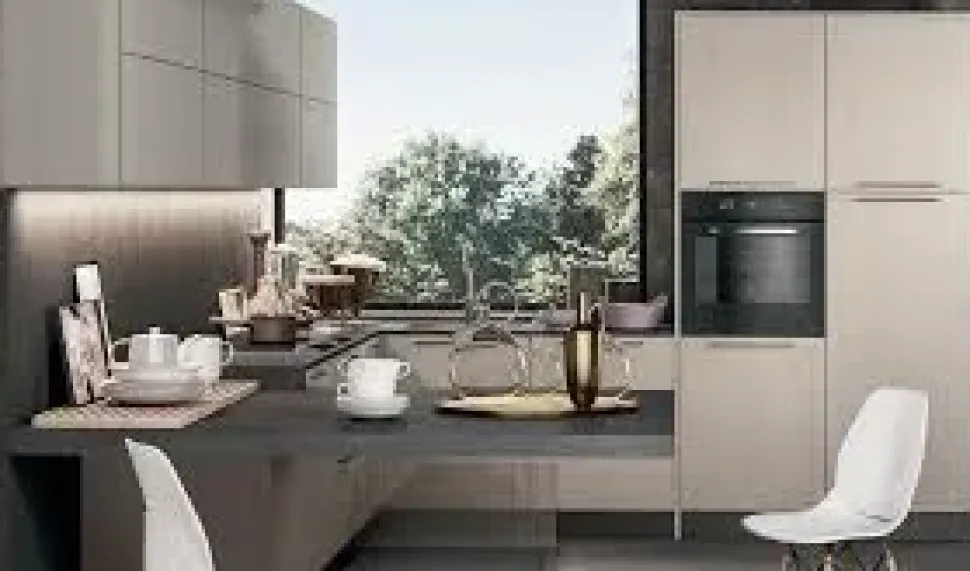 Cucina con penisola moderna rovere chiaro Arredo3 Round 3 a soli 10517 Euro