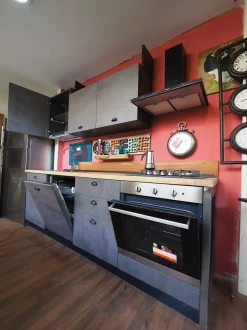 Cucina Cucina industrial piano legno lineare Outlet etnico con un ribasso imperdibile