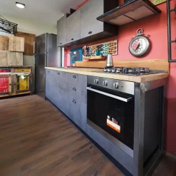 Cucina Cucina industrial piano legno lineare Outlet etnico con un ribasso imperdibile