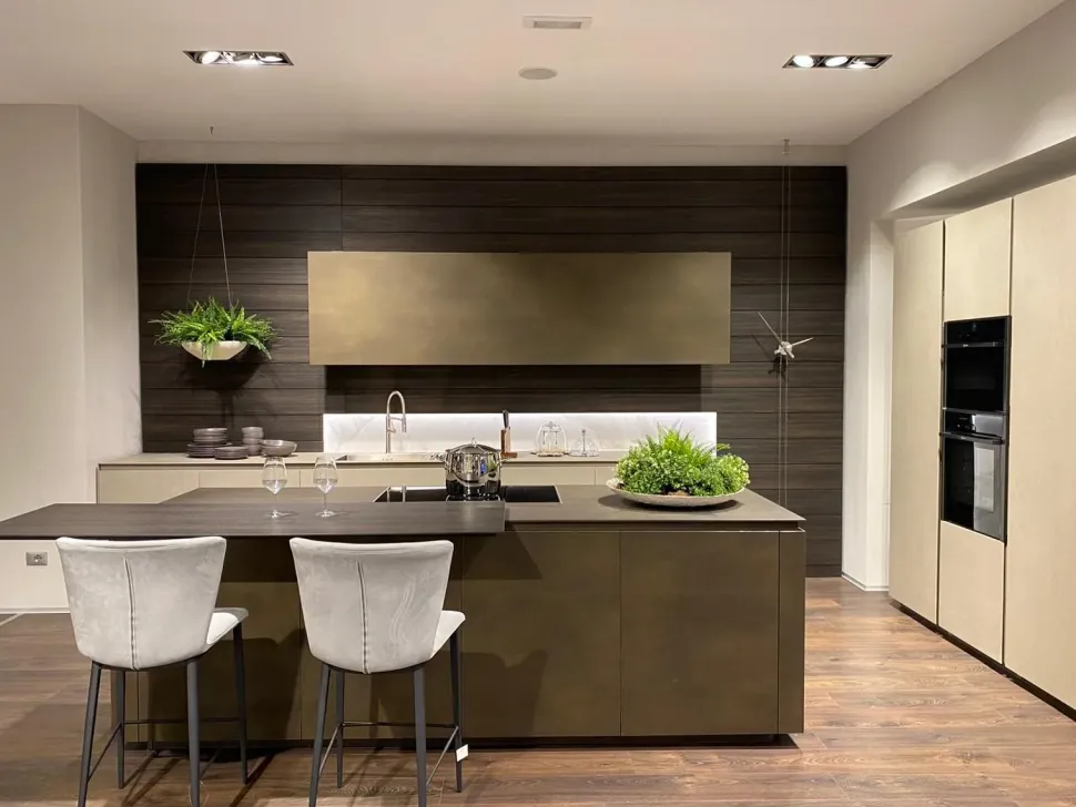 Cucina design con isola Skill Modulnova a prezzo scontato