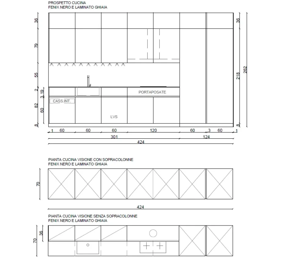 Cucina design lineare Fenix e laminato Artigianale a prezzo ribassato
