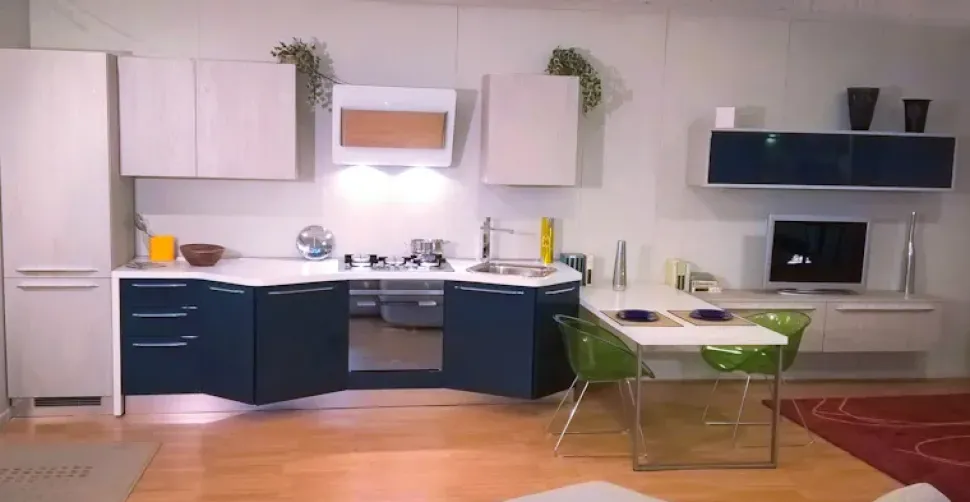 Cucina Dibiesse moderna con penisola grigio in laccato lucido Sfera