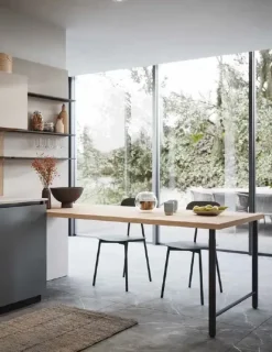 Cucina Domino composizione 01 moderna rovere chiaro Prima cucine con penisola scontata 50%