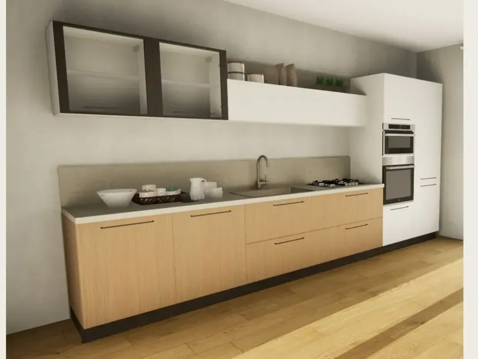 Cucina Domino moderna bianca Prima cucine lineare scontata 32%