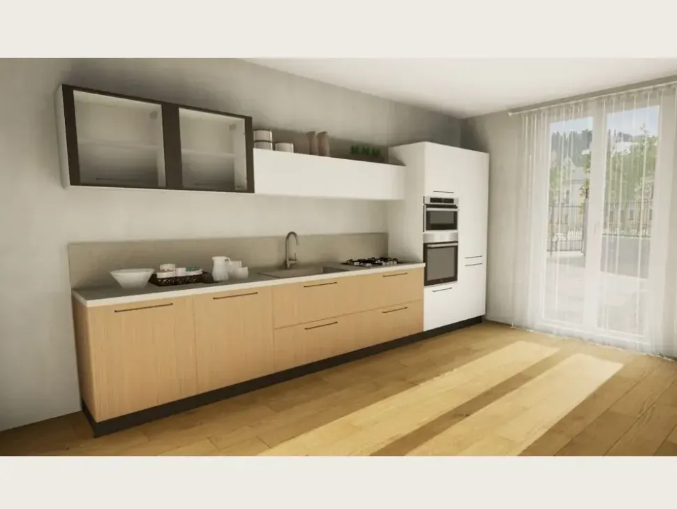 Cucina Domino moderna bianca Prima cucine lineare scontata 32%