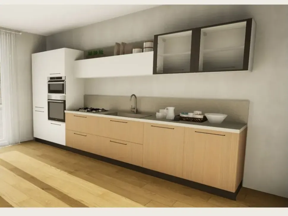 Cucina Domino moderna bianca Prima cucine lineare scontata 32%