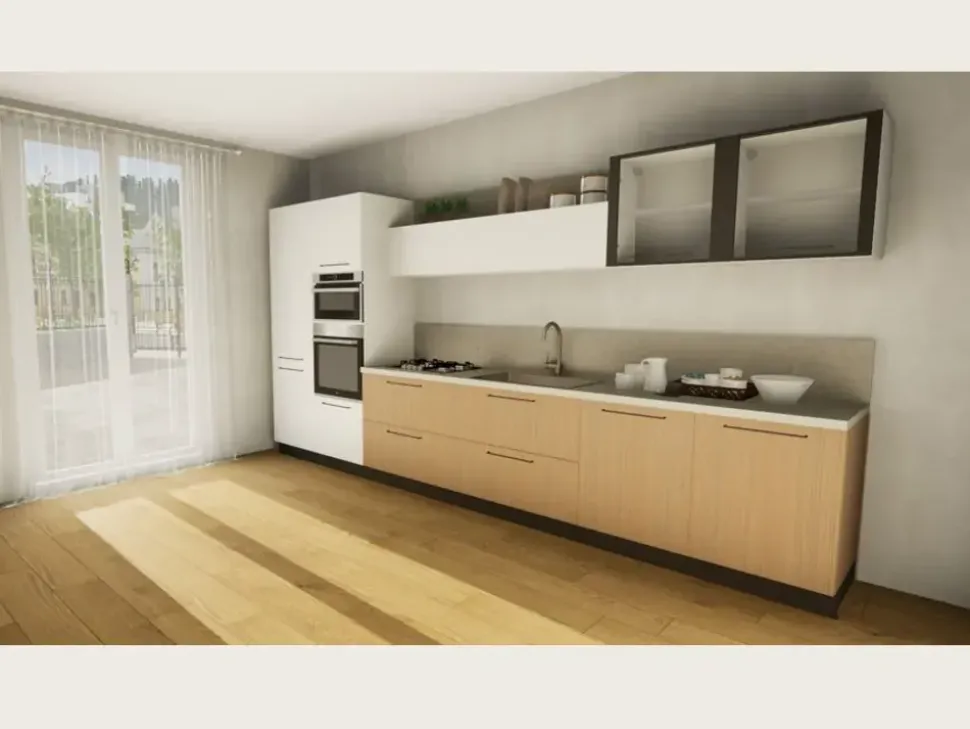 Cucina Domino moderna bianca Prima cucine lineare scontata 32%