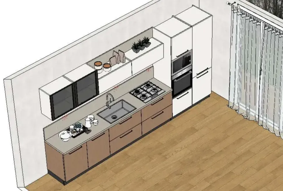 Cucina Domino moderna bianca Prima cucine lineare scontata 32%