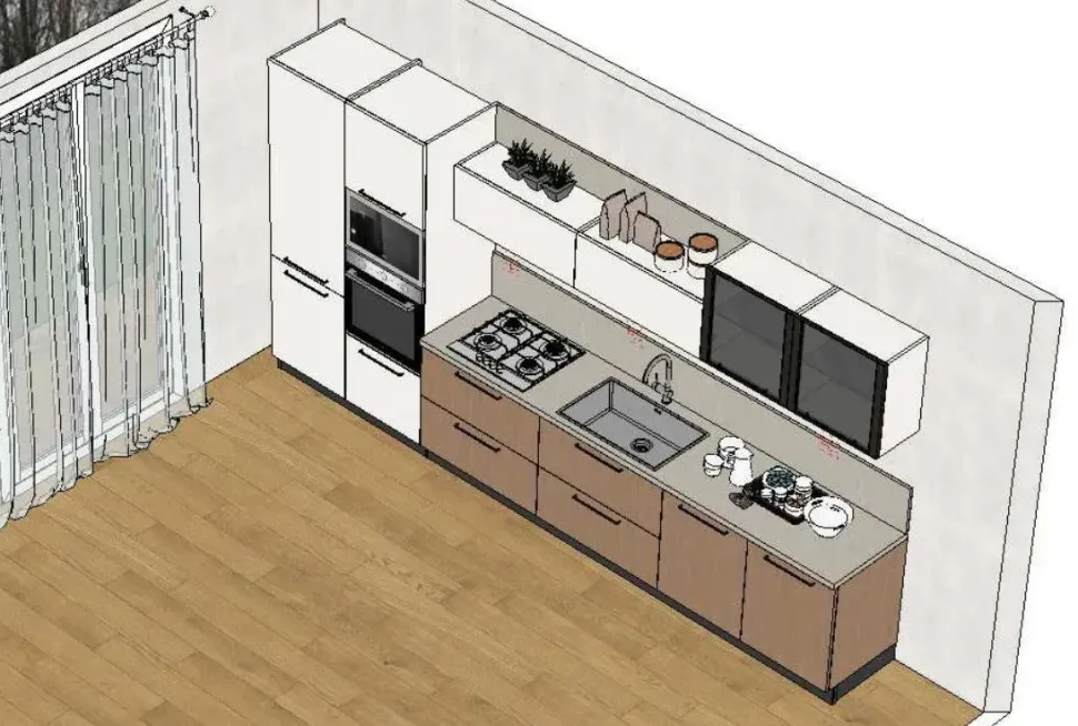 Cucina Domino moderna bianca Prima cucine lineare scontata 32%
