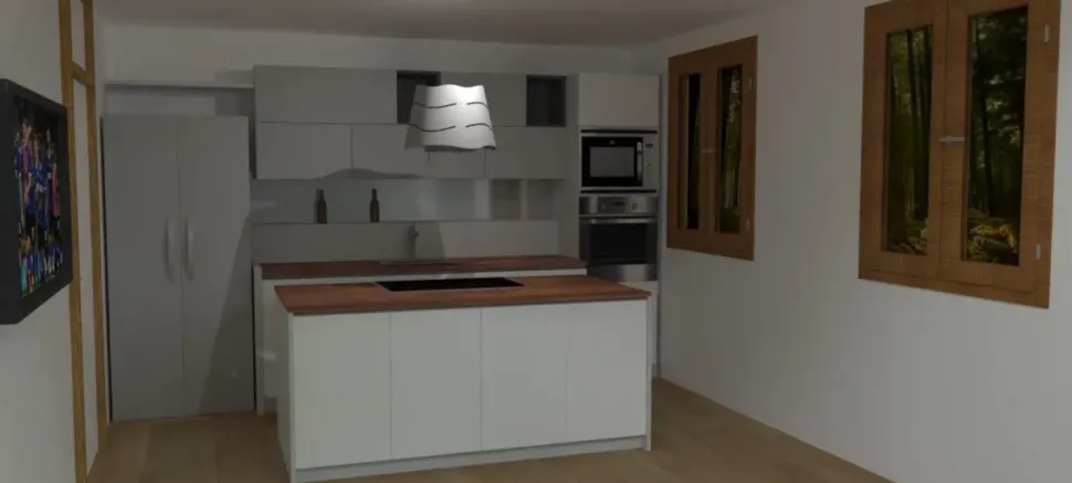 Cucina Essebi moderna con isola bianca in laccata opaco Flay