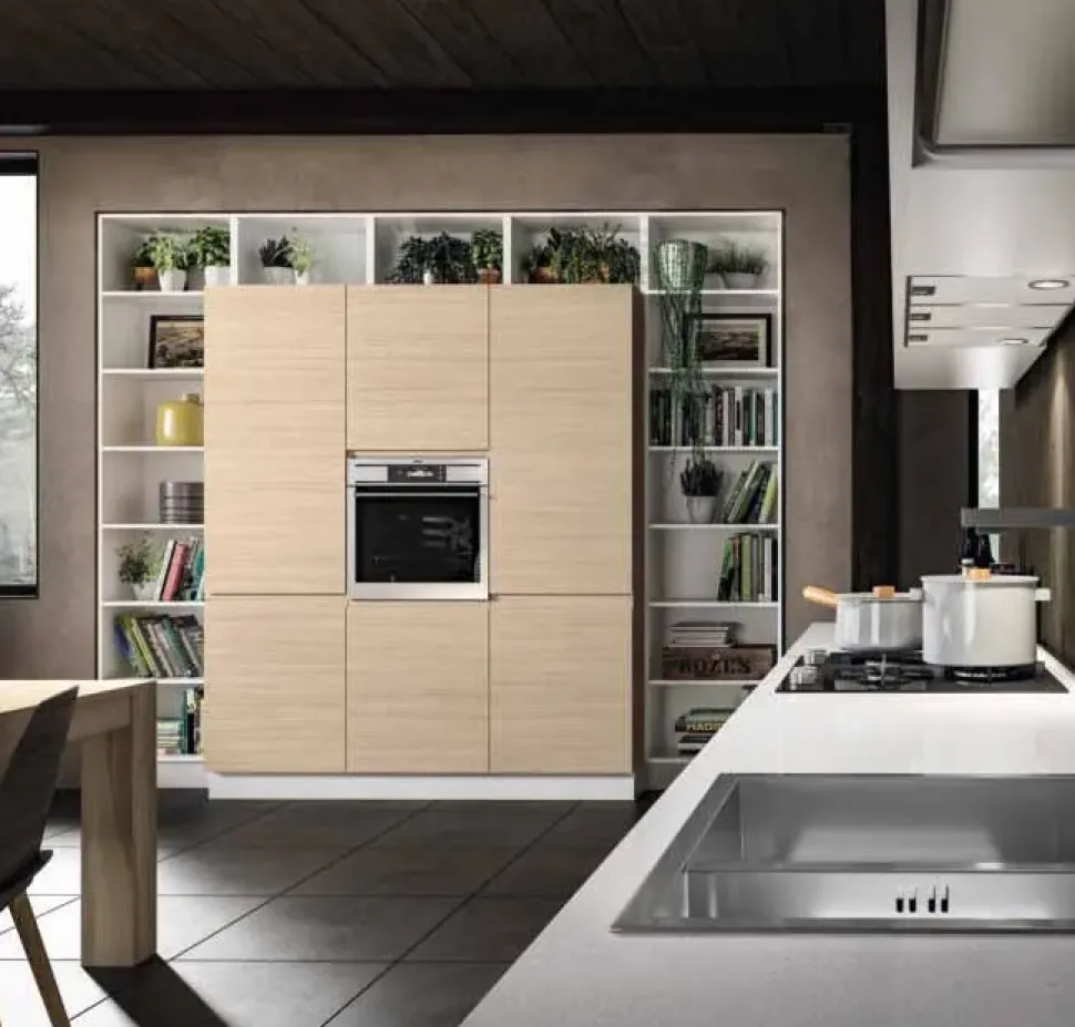 Cucina Essebi moderna lineare bianca in laminato materico Zenit 1