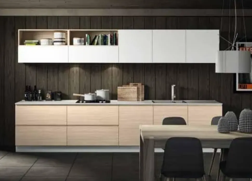 Cucina Essebi moderna lineare bianca in laminato materico Zenit 1