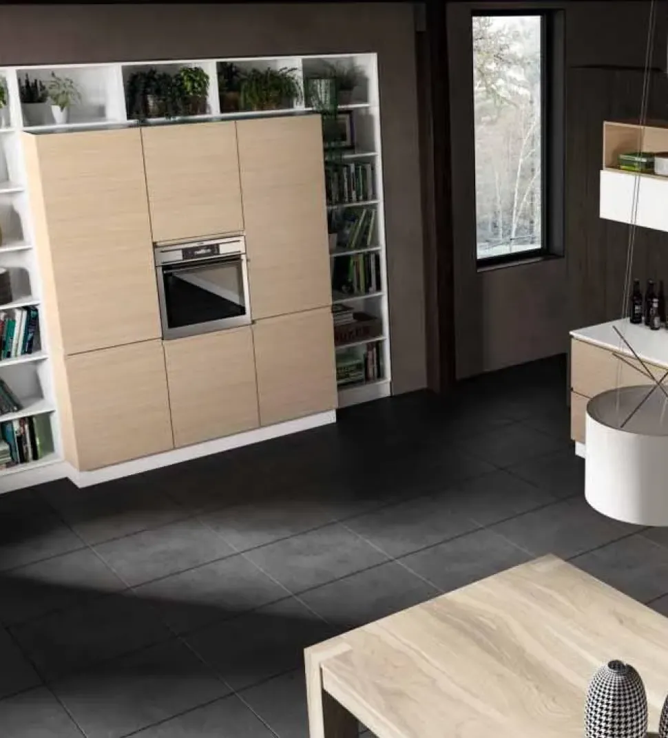 Cucina Essebi moderna lineare bianca in laminato materico Zenit 1