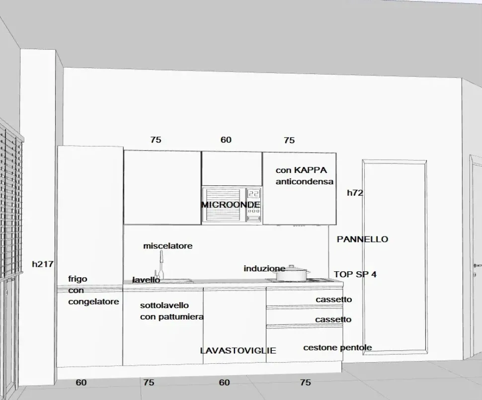Cucina Gicinque Kappa 270 smart OFFERTA OUTLET sconto 36%