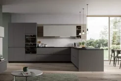 Cucina grigia design lineare Fly Prima cucine