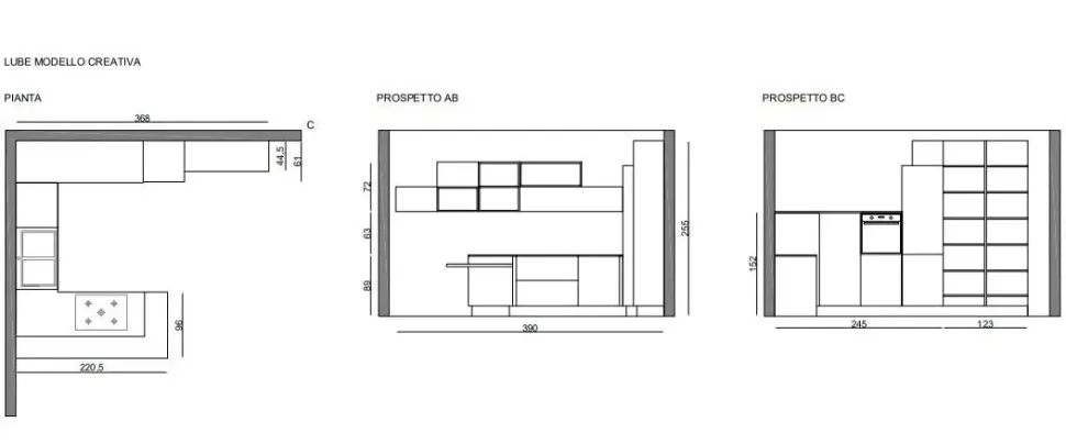 Cucina grigia moderna con penisola Creativa Lube cucine scontata