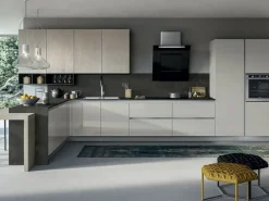 Cucina grigio moderna ad angolo Round Arredo3 in Offerta Outlet