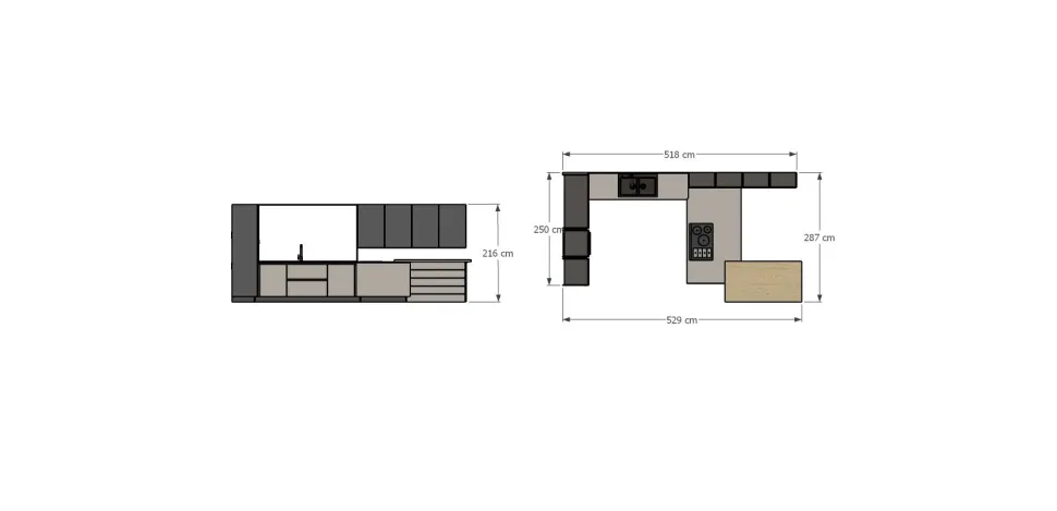 Cucina grigio moderna con penisola Time/kalì Arredo3