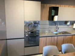 Cucina grigio moderna con penisola Noce imperial Artigianale in Offerta Outlet