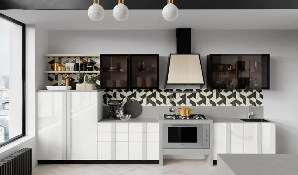 Cucina grigio moderna lineare Quadra Colombini casa in Offerta Outlet
