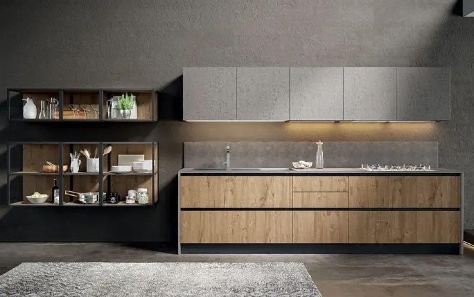 Cucina grigio moderna lineare Genesi Home cucine