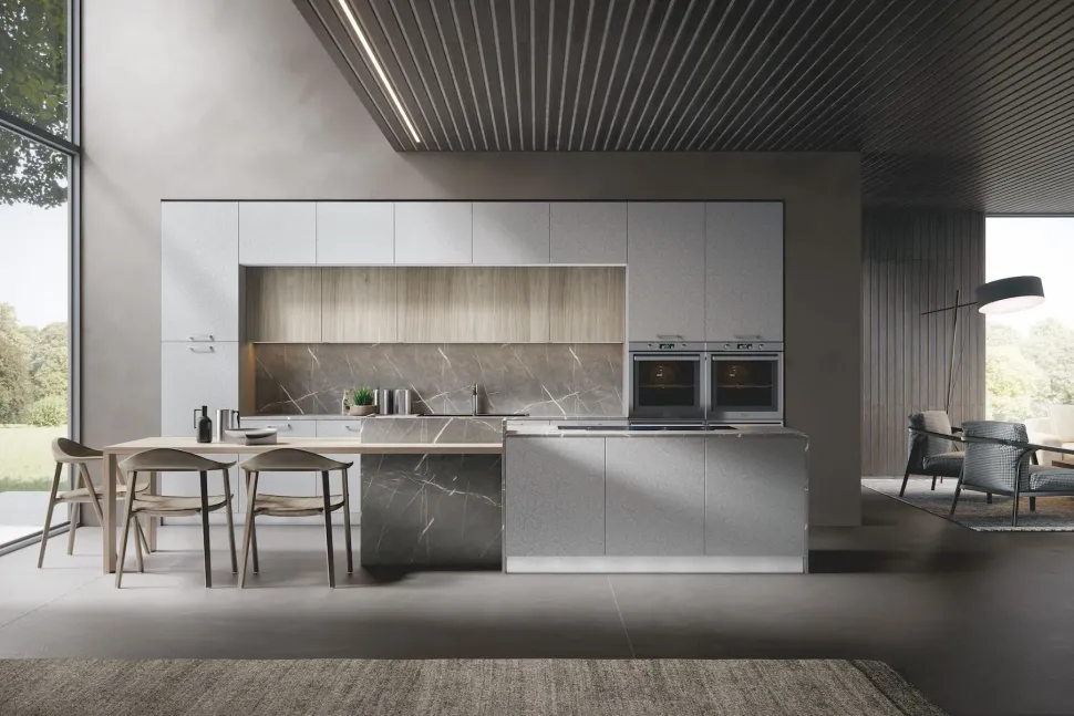 Cucina grigio moderna lineare Genesi Home cucine