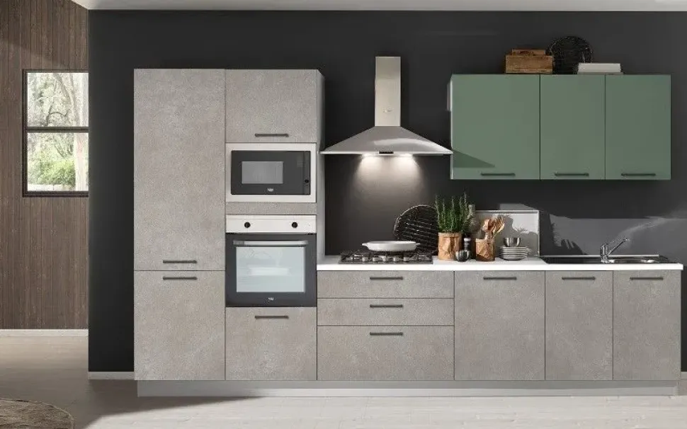 Cucina grigio moderna lineare Marilin Aran