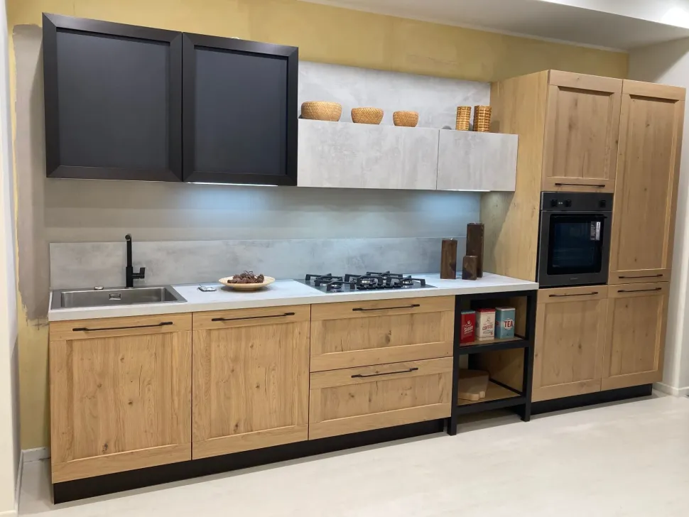 Cucina industriale rovere chiaro Arredo3 lineare Asia in Offerta Outlet