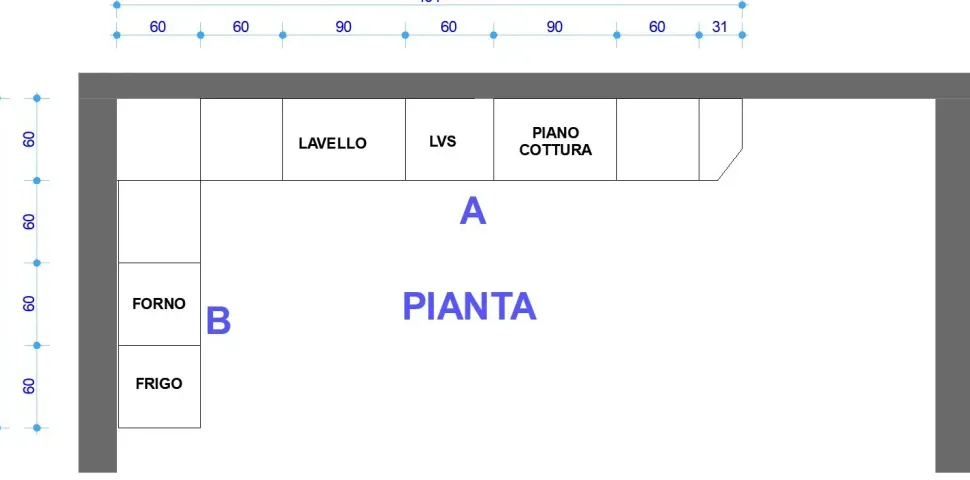 Cucina inglese ad angolo Meg Arredo3 a prezzo ribassato